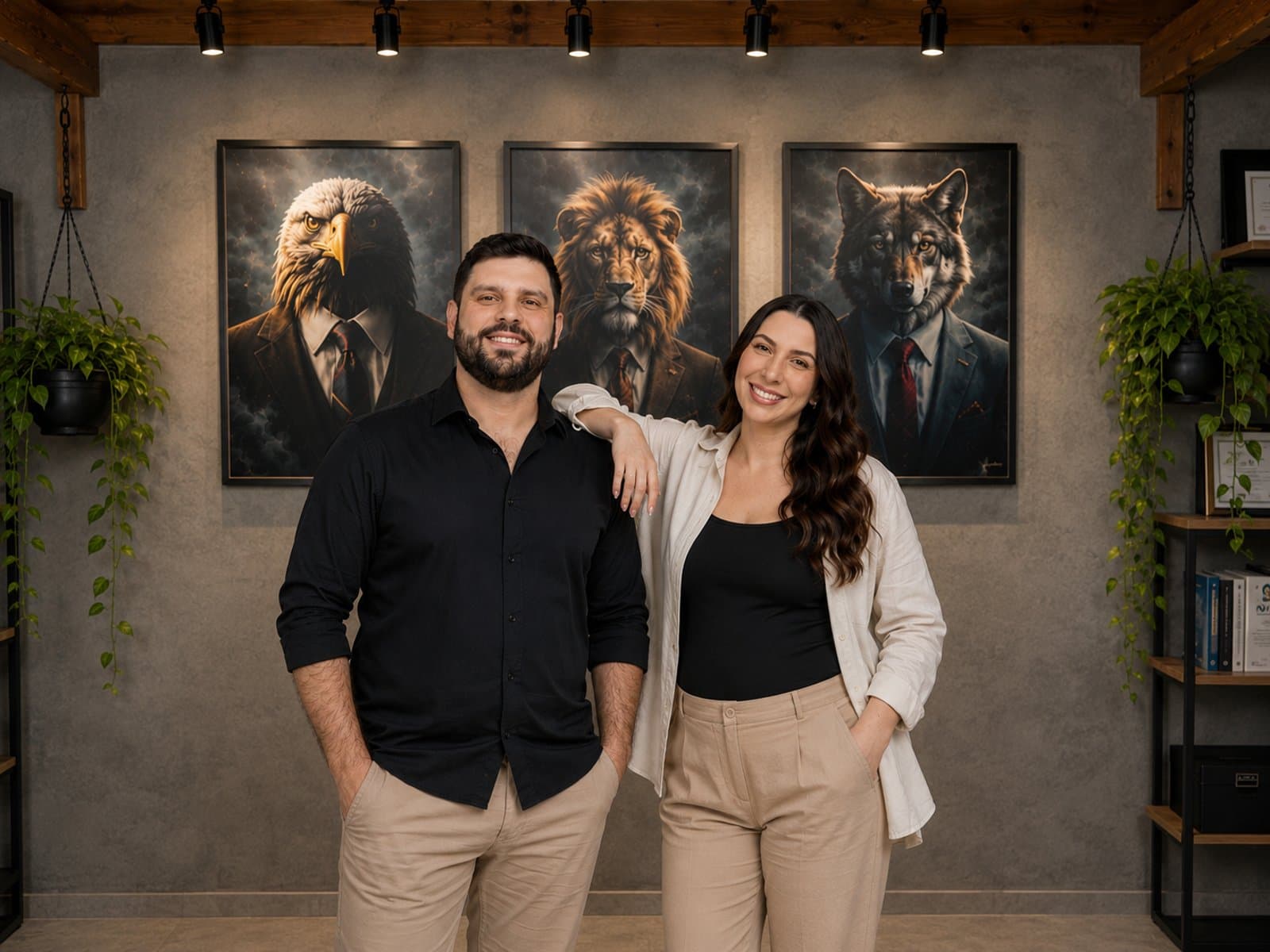 Carolina e Kristopher, sócios-fundadores da Satis, no escritório da empresa em Florianópolis